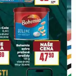 Billa Bohemia extra pražené arašídy nabídka