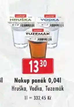 Astur&Qanto Nakup panák Hruška, Vodka, Tuzemák nabídka