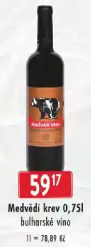 Astur&Qanto Medvědí krev bulharské víno nabídka