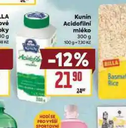 Billa Kunín acidofilní mléko nabídka