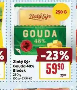 Billa Zlatý sýr gouda 48% bloček nabídka