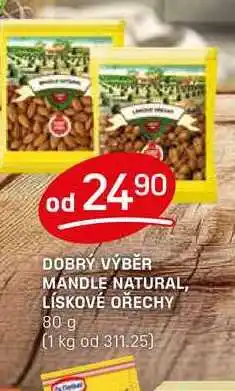 Flop DOBRÝ VÝBĚR MANDLE NATURAL, LÍSKOVÉ OŘECHY 80 g nabídka