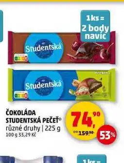 Penny Market ČOKOLÁDA STUDENTSKÁ PEČEŤ, 225 g nabídka