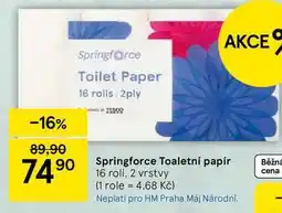 Tesco Springforce Toaletní papír, 16 rolí. 2 vrstvy nabídka
