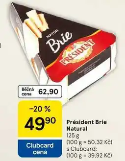 Tesco Président Brie Natural, 125 g nabídka