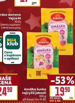 Billa Amálka šunka nejvyšší jakosti 100 g nabídka