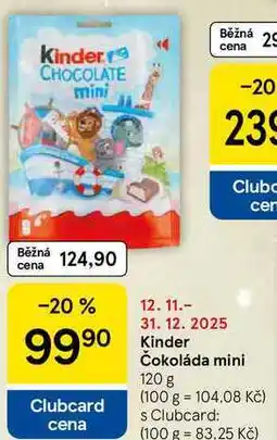 Tesco Kinder Čokoláda mini, 120 g nabídka