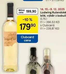 Tesco Ludwing Rulandské bílé, výběr z bobulí, 0.75 l nabídka