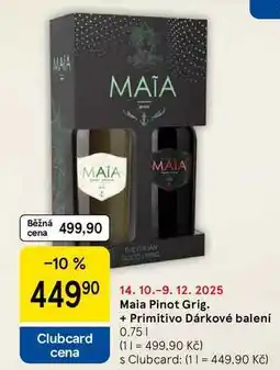 Tesco Maia Pinot Grig. + Primitivo Dárkové balení, 0.75 l nabídka