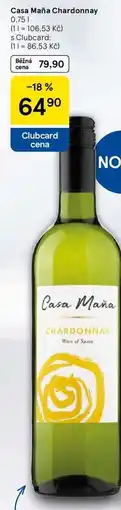 Tesco Casa Maña Chardonnay, 0,75 l nabídka