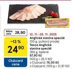 Tesco Anglická slanina speciál, 350 g, balená nabídka