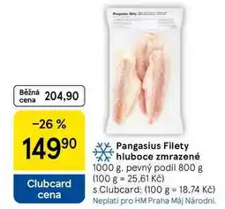 Tesco Pangasius Filety hluboce zmrazené, 1000 g. pevný podíl 800 g nabídka