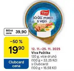 Tesco Viva Paštika, 120 g, více druhů nabídka