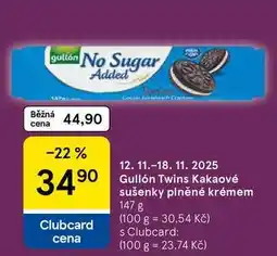 Tesco Gullón Twins Kakaové sušenky plněné krémem, 147 g nabídka