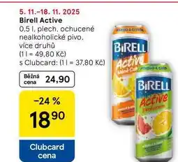 Tesco Birell Active, 0.5 1. plech, ochucené nealkoholické pivo. více druhů nabídka