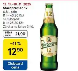 Tesco Staropramen 12, 0.5 1, sklo nabídka