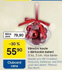 Tesco Vánoční koule v dárkovém balení, 12 ks, 3 cm, více barev nabídka