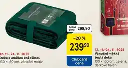 Tesco Vánoční měkká teplá deka, 130 x 160 cm, zelená, dárkové balení nabídka