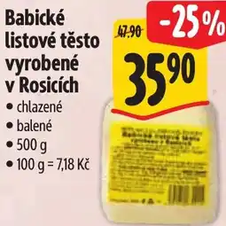 Albert Babické listové těsto vyrobené v Rosicích nabídka