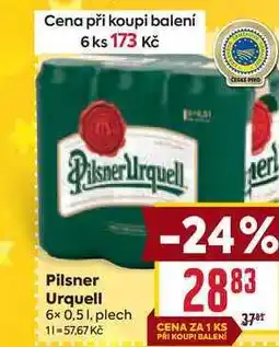 Billa Pilsner Urquell 6x 0,51, plech nabídka