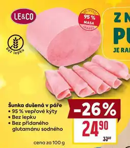 Billa Šunka dušená v páře 100g nabídka