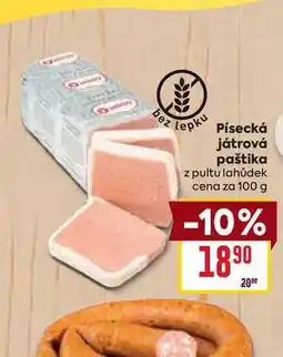 Billa Písecká játrová paštika z pultu lahůdek cena za 100 g nabídka