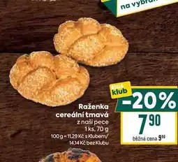 Billa Raženka cereální tmavá z naší pece 1ks, 70 g nabídka