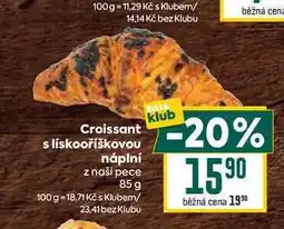 Billa Croissant s liskooříškovou náplní z naší pece 85 g nabídka