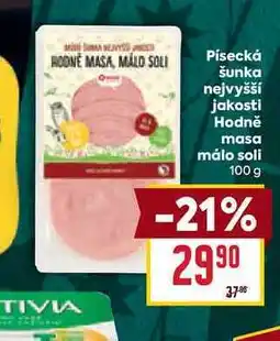 Billa Písecká šunka nejvyšší jakosti Hodně masa málo soli 100 g nabídka