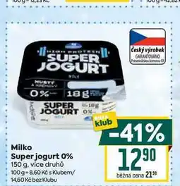 Billa Milko Super jogurt 0% 150 g nabídka