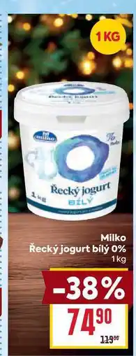 Billa Milko Řecký jogurt bílý 0% 1 kg nabídka