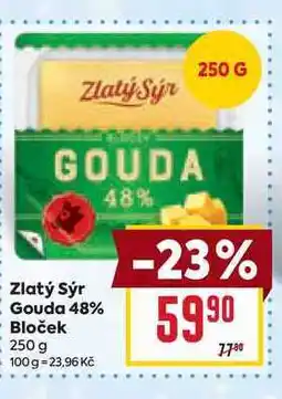 Billa Zlatý Sýr Gouda 48% Bloček 250 g nabídka