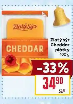 Billa Zlatý sýr Cheddar plátky 100 g nabídka