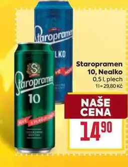 Billa Staropramen 10 0,5 1, plech nabídka