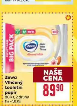 Billa Zewa Vlhčený toaletní papír 80 ks nabídka