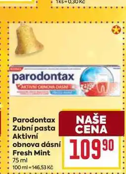 Billa Parodontax Zubní pasta Aktivní obnova dásní Fresh Mint 75 ml nabídka