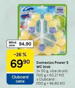 Tesco Domestos Power 5 WC blok, 3x 50 g, více druhů nabídka