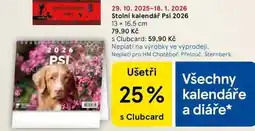 Tesco Stolní kalendář Psi 2026 13 × 16,5 cm nabídka