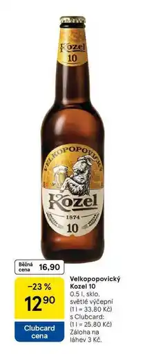 Tesco Velkopopovický Kozel 10, 0,5 l. sklo, světlé výčepní nabídka
