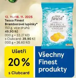 Tesco Tesco Finest Bramborové lupínky, 150 g, více druhů nabídka