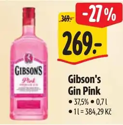 Albert Gibson's Gin Pink nabídka