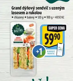 Albert Grand dýňový sendvič s uzeným lososem a rukolou nabídka