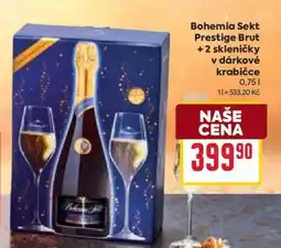 Billa Bohemia Sekt Prestige Brut + 2 skleničky v dárkové krabičce nabídka