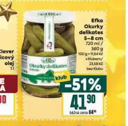 Billa Efko okurky delikates 5-8 cm nabídka