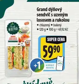 Albert Dýňový grand sendvič s uzeným lososem a rukolou nabídka