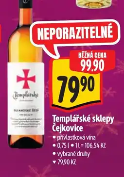 Albert Templářské sklepy Čejkovice nabídka