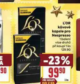 Billa L´or kávové kapsle nabídka