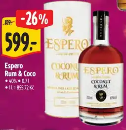 Albert Espero Rum & Coco nabídka