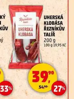 Penny Market UHERSKA ŘEZNÍKŮV KLOBASA TALÍŘ, 200 g nabídka