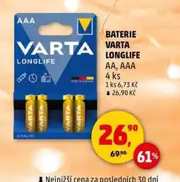 Penny Market BATERIE VARTA LONGLIFE AA, AAA, 4 ks nabídka